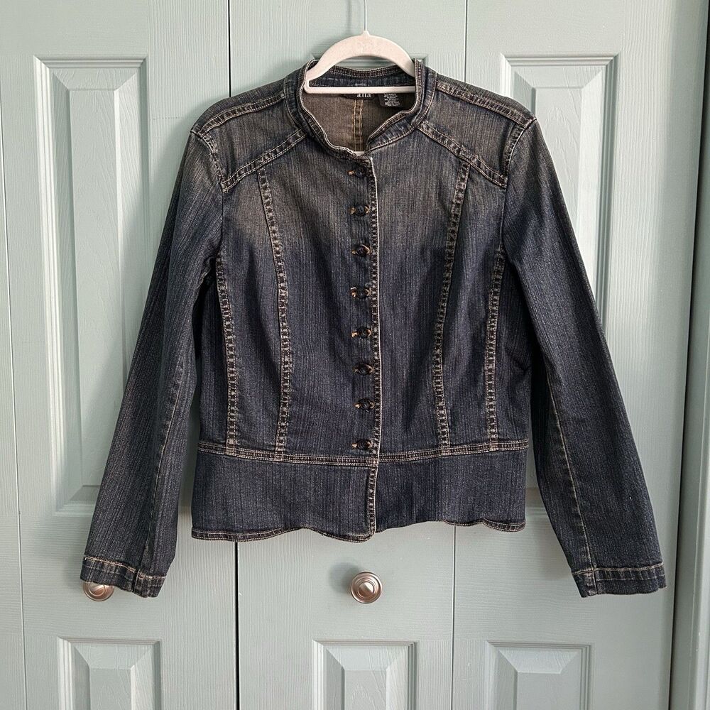 a.n.a Indigo Fitted Denim Jacket with Button Front